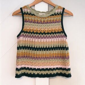 Universal Thread Crochet Knit Sleeveless Tank Top Boho Stripe Size S